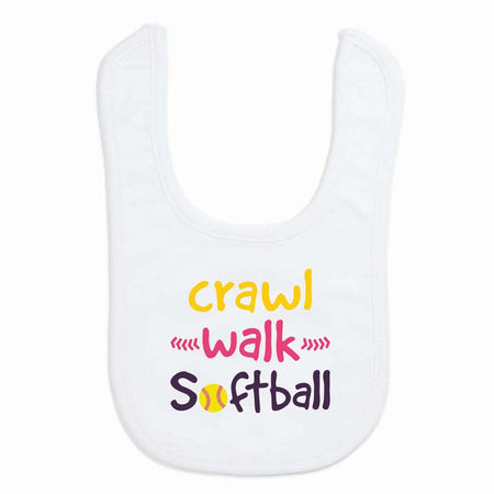 Softball Baby Bib - Crawl Walk Softball
