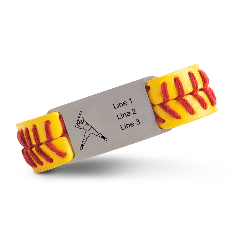 Authentic Softball Leather Bracelet With Slider - Personalized Player