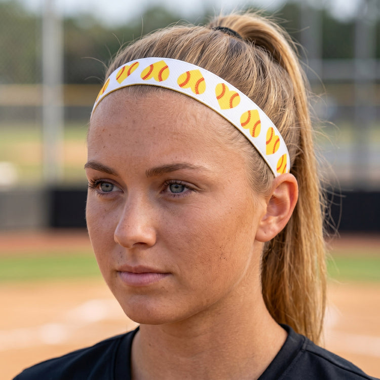 Softball Juliband Non-Slip Headband - Softball Heart Pattern