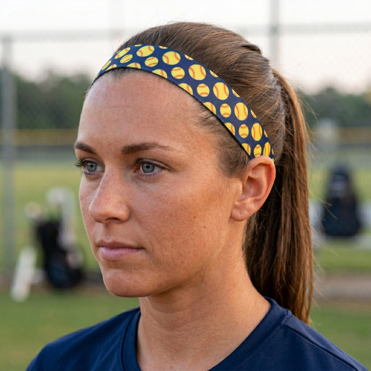 Softball Juliband Non-Slip Headband - Tossed Softball Pattern