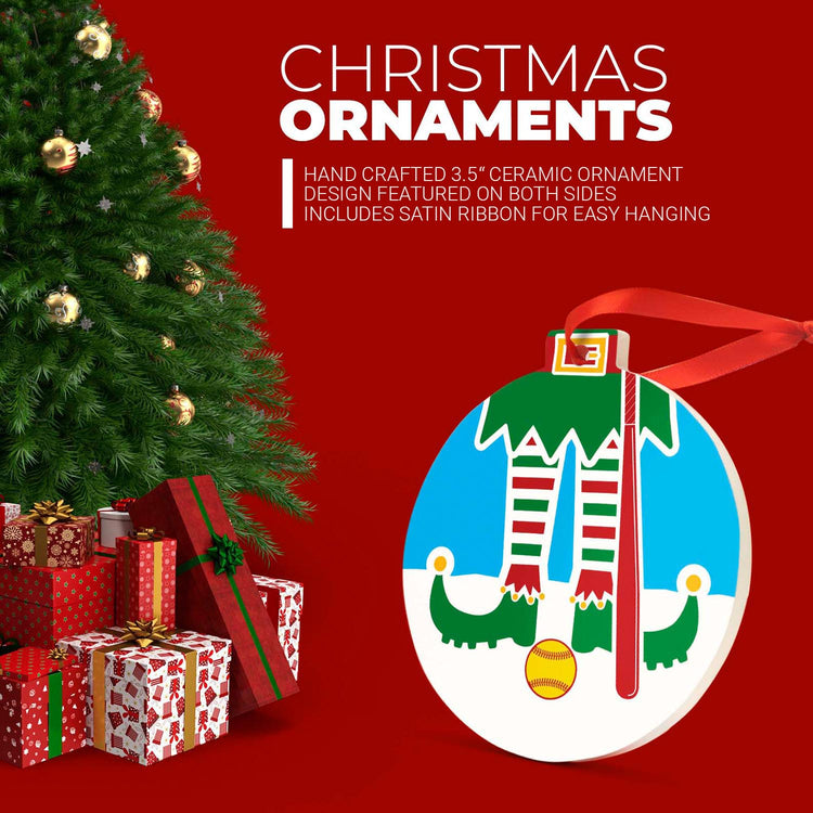 CTS Softball Round Ceramic Ornament - Elf Graphic