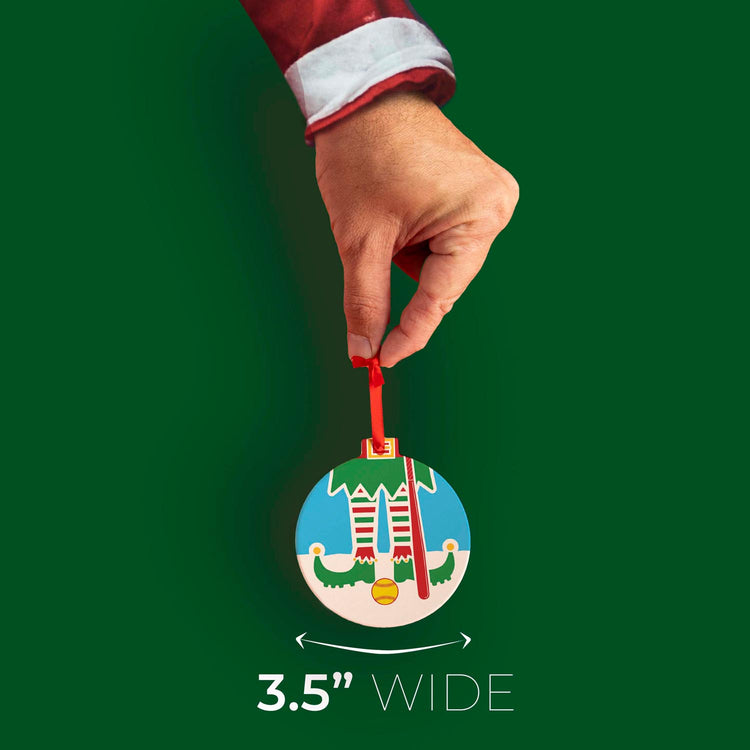 Softball Round Ceramic Ornament - Elf Graphic