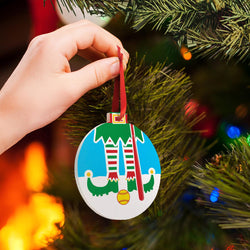Softball Round Ceramic Ornament - Elf Graphic