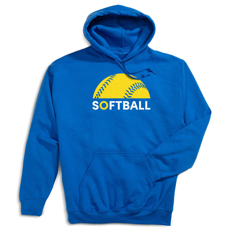 Softball Hooded Sweatshirt - Modern Softball [Adult Large/Royal] - SS