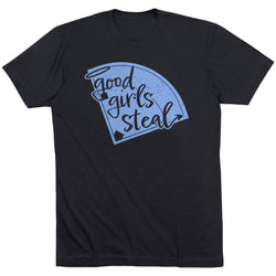 Softball Short Sleeve T-Shirt - Good Girls Steal [Adult Small/Black] - SS