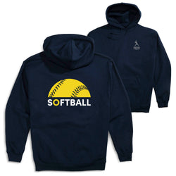 Softball Hooded Sweatshirt - Modern Softball (Back Design) [Youth Small/Navy] - SS