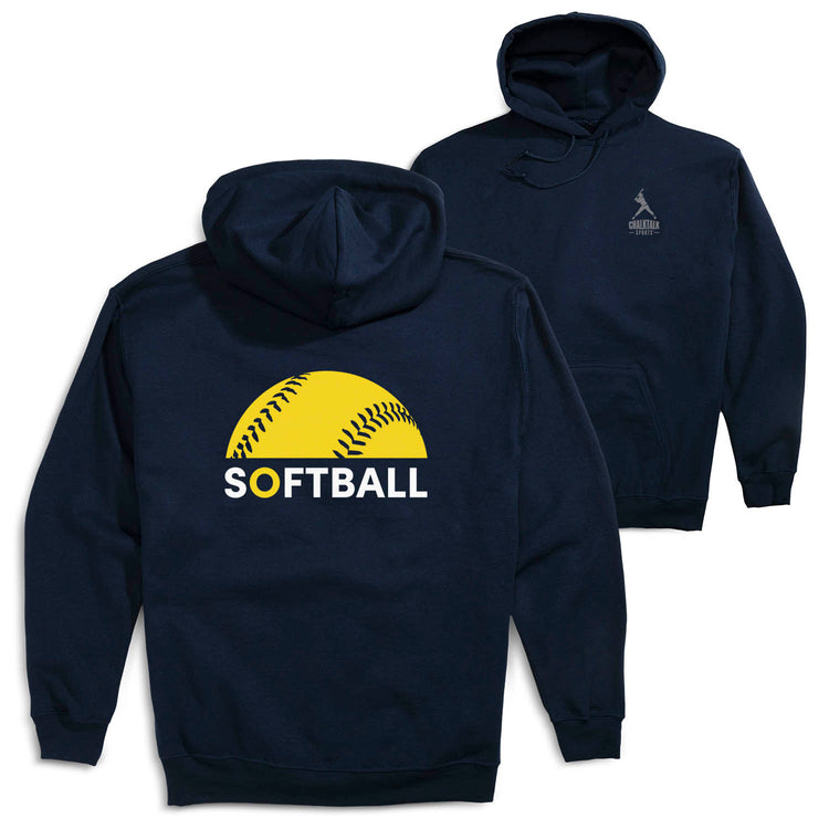 Softball Hooded Sweatshirt - Modern Softball (Back Design) [Youth Small/Navy] - SS