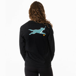 Softball Tshirt Long Sleeve - Mitts The Softball Dog (Back Design)