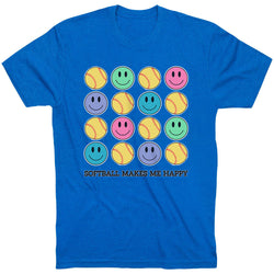Softball Short Sleeve T-Shirt - Softball Makes Me Happy
