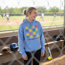Softball Hooded Sweatshirt - Softball Makes Me Happy