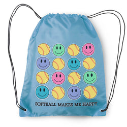 Softball Drawstring Backpack - Softball Makes Me Happy