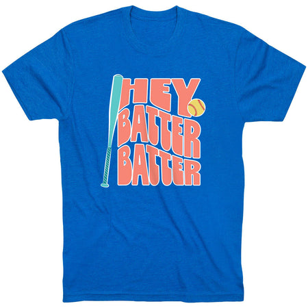 Softball Short Sleeve T-Shirt - Hey Batter Batter [Adult X-Small/Royal] - SS