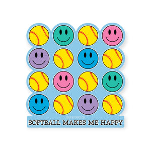 Softball Sticker - Softball Makes Me Happy