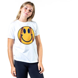 Softball Short Sleeve T-Shirt - Softball Happy Face