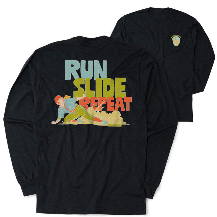 Softball Tshirt Long Sleeve - Run Slide Repeat (Back Design)