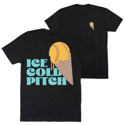 Softball Short Sleeve T-Shirt - Ice Cold Pitch (Back Design) [Black/Adult Medium] - SS