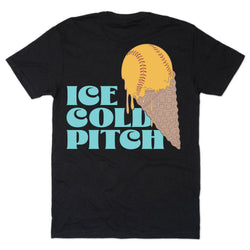 Softball Short Sleeve T-Shirt - Ice Cold Pitch (Back Design) [Black/Adult Medium] - SS