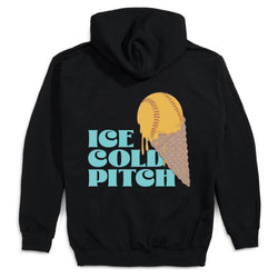 Softball Hooded Sweatshirt - Ice Cold Pitch (Back Design)