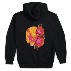 Softball Hooded Sweatshirt - Softball Skull (Back Design)