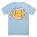 Light blue t-shirt with 'Sweet Spot Softball' graphic on a white background