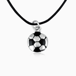 Silver & Black Soccer Ball Necklace