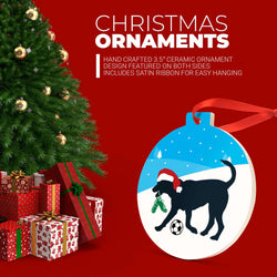 Soccer Round Ceramic Ornament - Soccer Dog