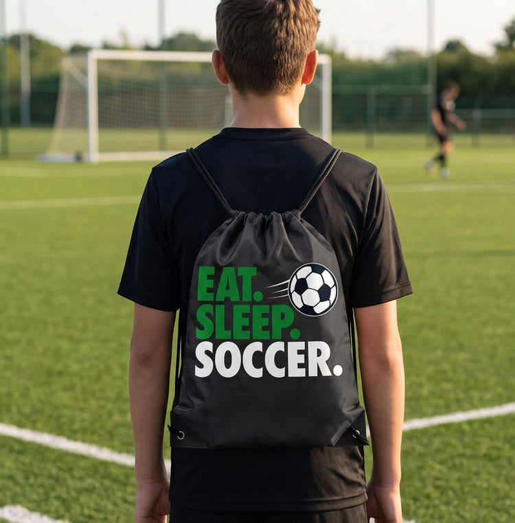 Soccer Drawstring Backpack Eat. Sleep. Soccer.
