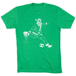 Soccer Short Sleeve T-Shirt - Santa Player [Adult X-Small/Green] - SS