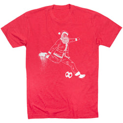 Soccer Short Sleeve T-Shirt - Santa Player [Youth Large/Red] - SS