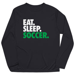 Soccer Long Sleeve Performance Tee - Eat. Sleep. Soccer. [Youth Medium/Black] - SS