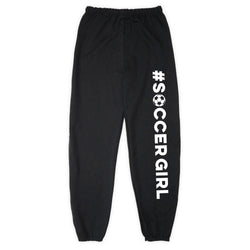 Soccer Fleece Sweatpants - #SoccerGirl [Black/Youth X-Large] - SS