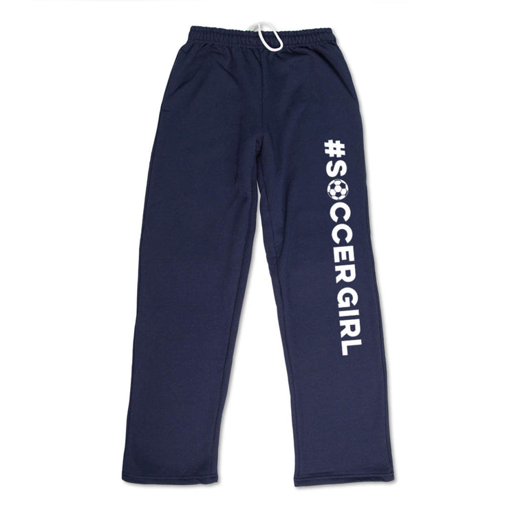 Soccer Fleece Sweatpants - #SoccerGirl [Adult Medium/Navy] - SS