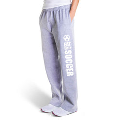 Soccer Fleece Sweatpants - Eat Sleep Soccer [Youth Medium/Gray] - SS