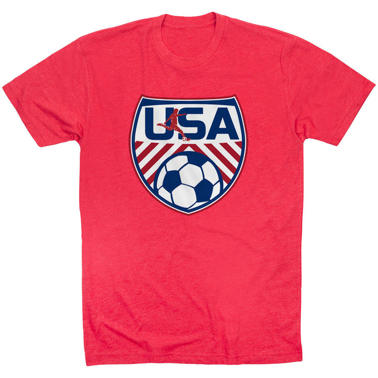 Soccer Short Sleeve T-Shirt - Soccer USA [Adult Small/Red] - SS