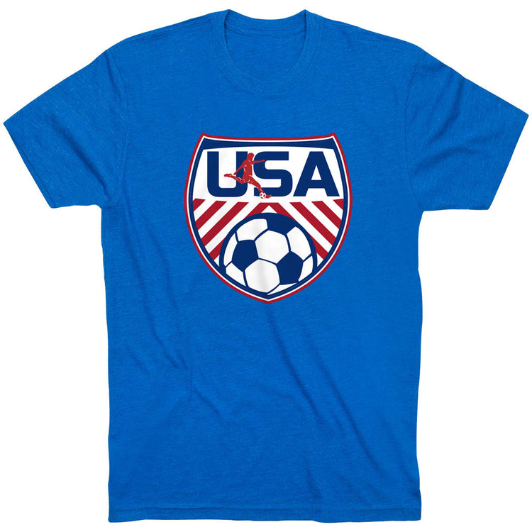 Soccer Short Sleeve T-Shirt - Soccer USA [Adult Small/Royal] - SS