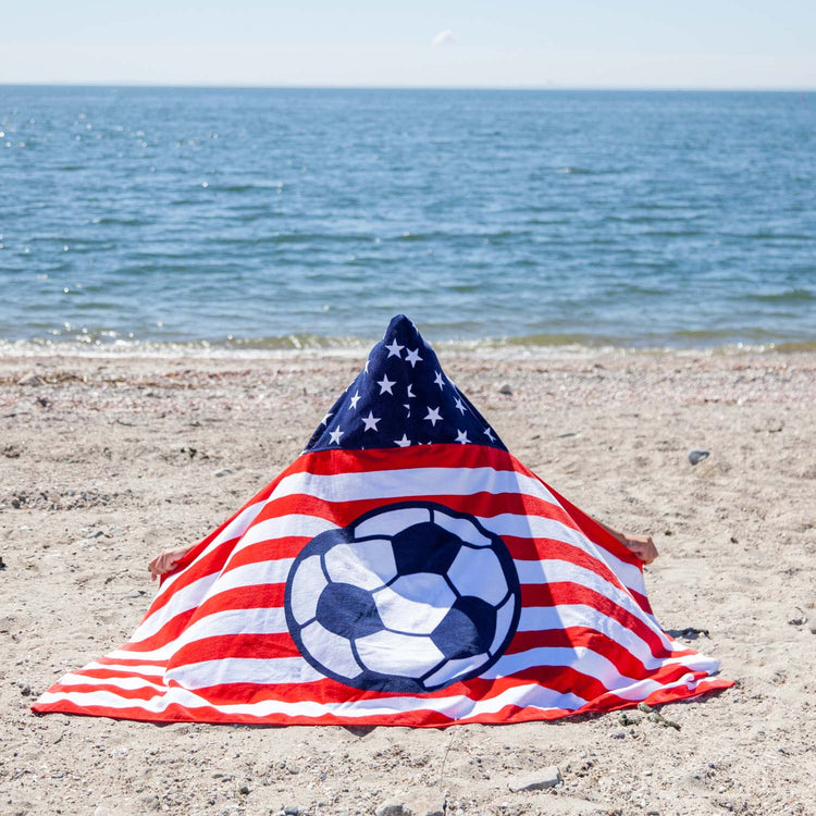 Soccer Hooded Towel - American Flag