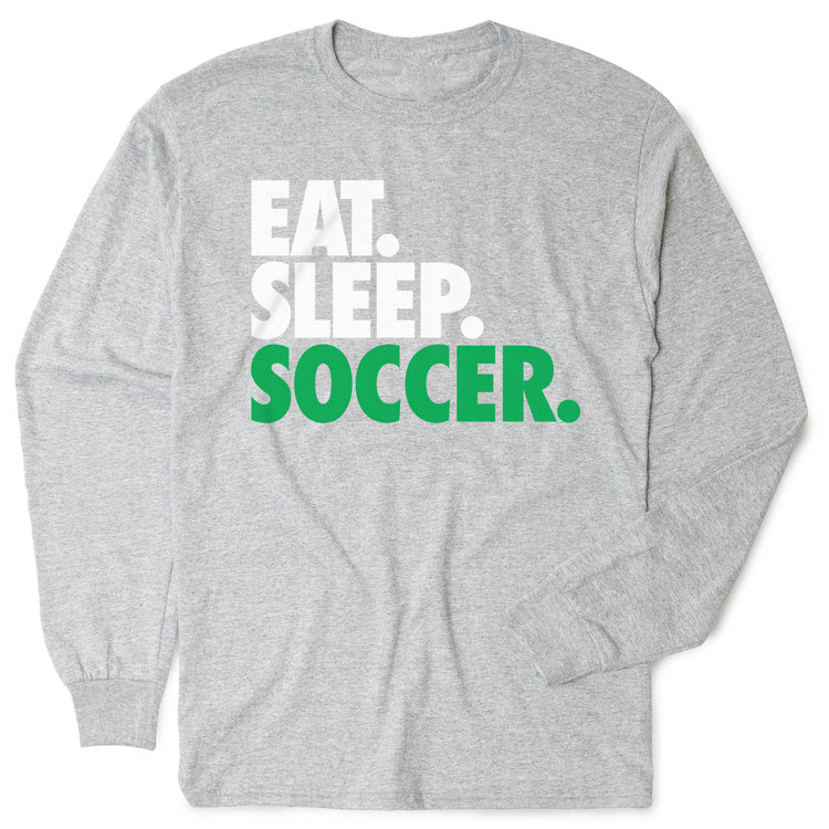 Soccer Tshirt Long Sleeve - Eat. Sleep. Soccer [Adult XXX-Large/Gray] - SS