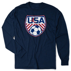 Soccer Tshirt Long Sleeve - Soccer USA [Adult XXX-Large/Navy] - SS