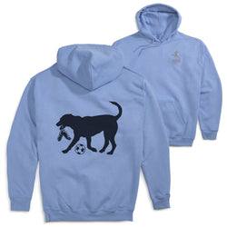 Soccer Hooded Sweatshirt - Sport The Soccer Dog (Back Design) [Youth Medium/Carolina] - SS