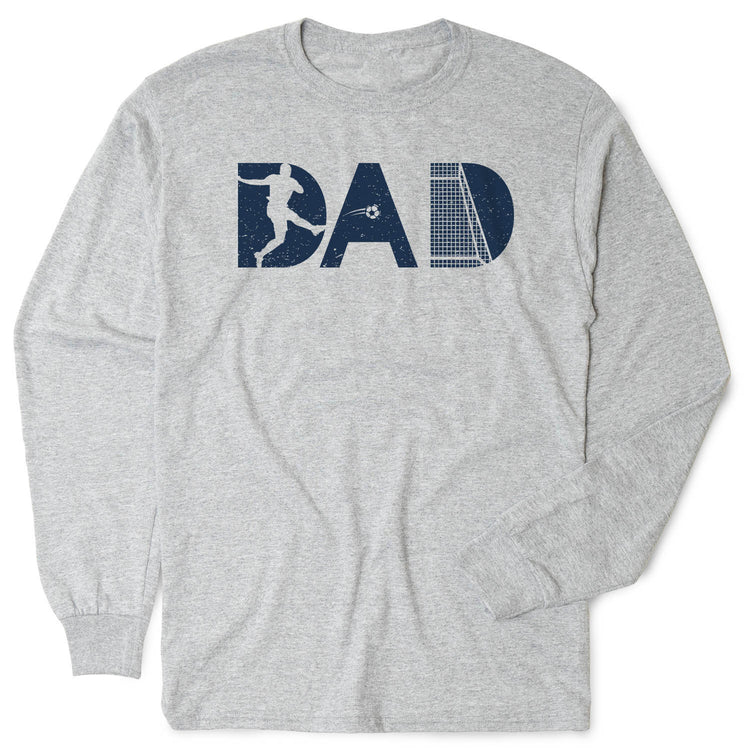Soccer Tshirt Long Sleeve - Soccer Dad Silhouette [Adult Large/Gray] - SS