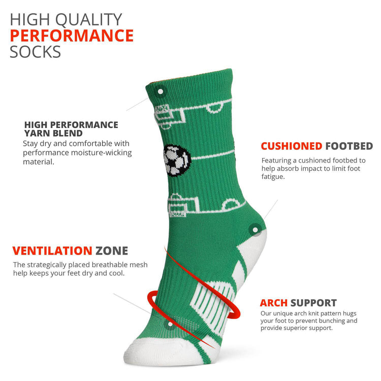 Soccer Woven Mid-Calf Socks - Soccer Field - Youth