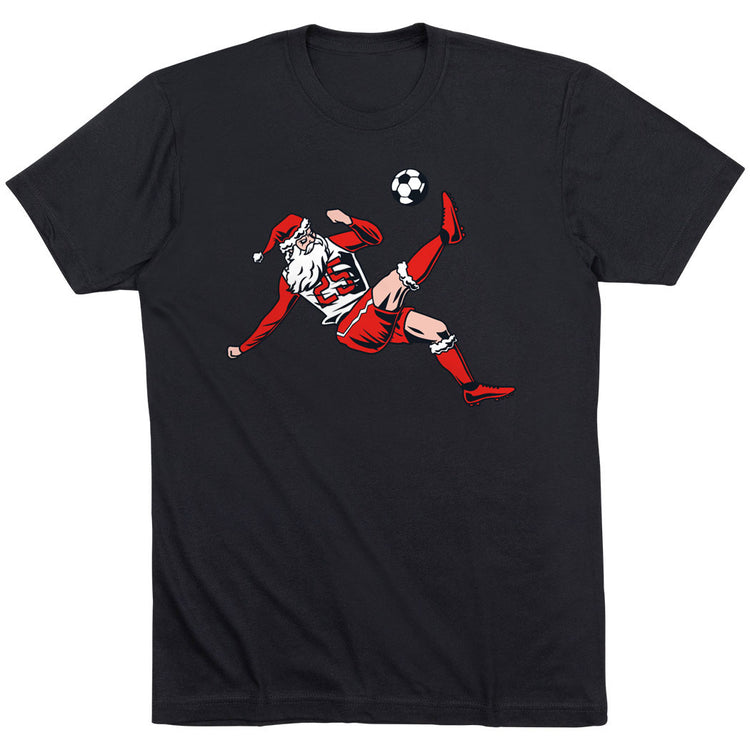 Soccer Short Sleeve T-Shirt - Soccer Santa [Youth Small/Black] - SS