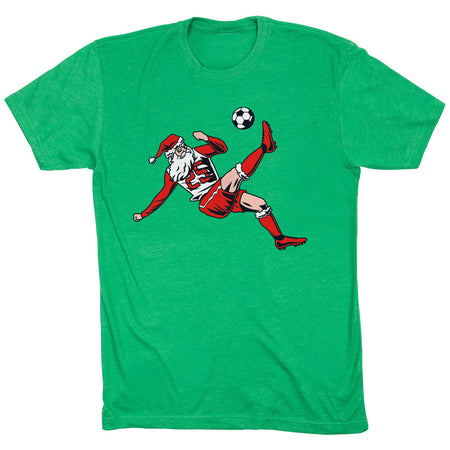 Soccer Short Sleeve T-Shirt - Soccer Santa [Green/Adult Small] - SS