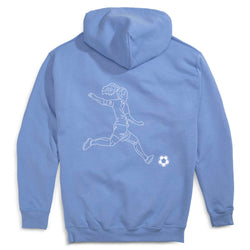 Soccer Hooded Sweatshirt - Soccer Girl Player Sketch(Back Design) [Carolina/Youth Medium] - SS