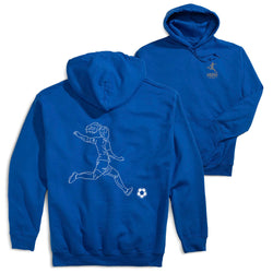 Soccer Hooded Sweatshirt - Soccer Girl Player Sketch(Back Design) [Adult Medium/Royal] - SS