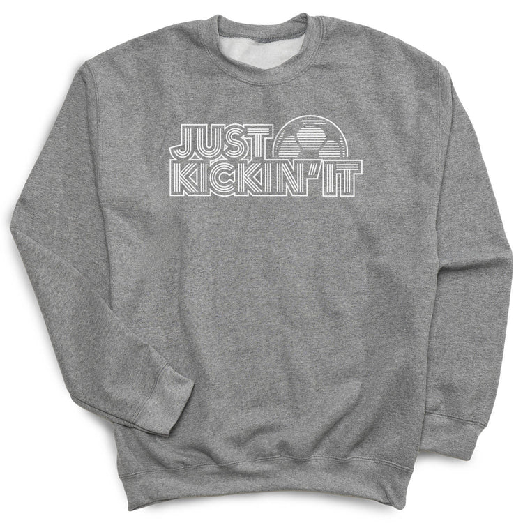 Soccer Crew Neck Sweatshirt - Just Kickin' It [Adult Medium/Gray] - SS