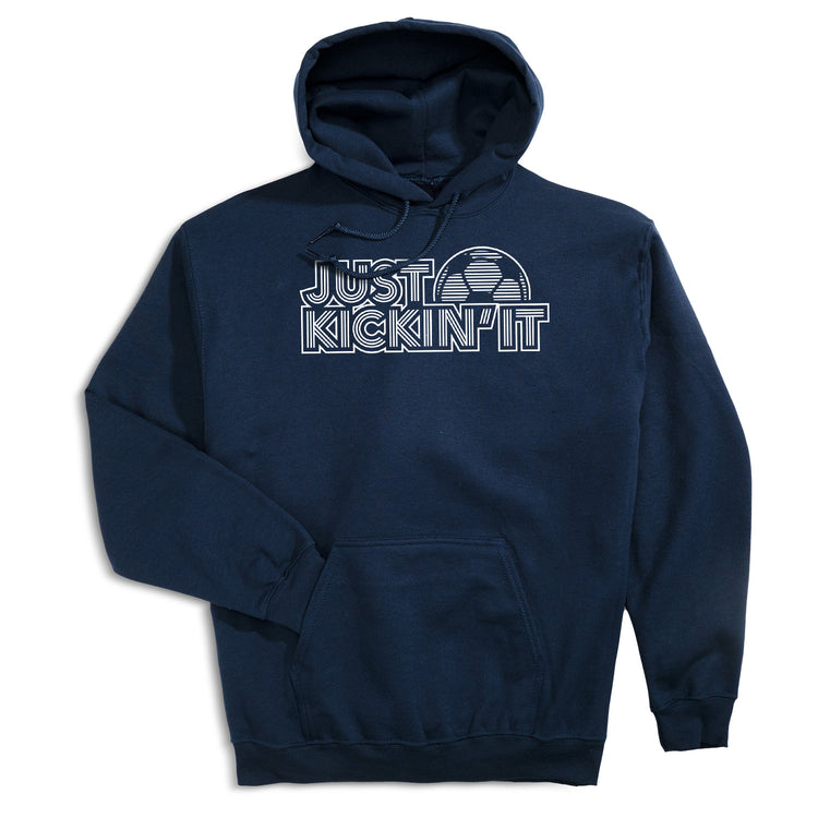 Soccer Hooded Sweatshirt - Just Kickin' It [Adult Large/Navy] - SS