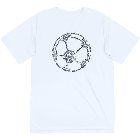 Soccer Short Sleeve Performance Tee - Soccer Words [Youth Medium/White] - SS