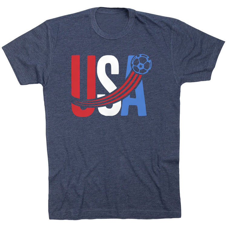 Soccer T-Shirt Short Sleeve - USA Patriotic [Adult Small/Navy] - SS