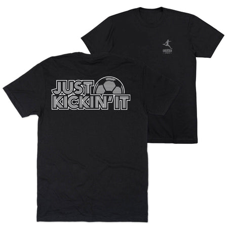 Soccer Short Sleeve T-Shirt - Just Kickin' It (Back Design) [Youth Medium/Black] - SS